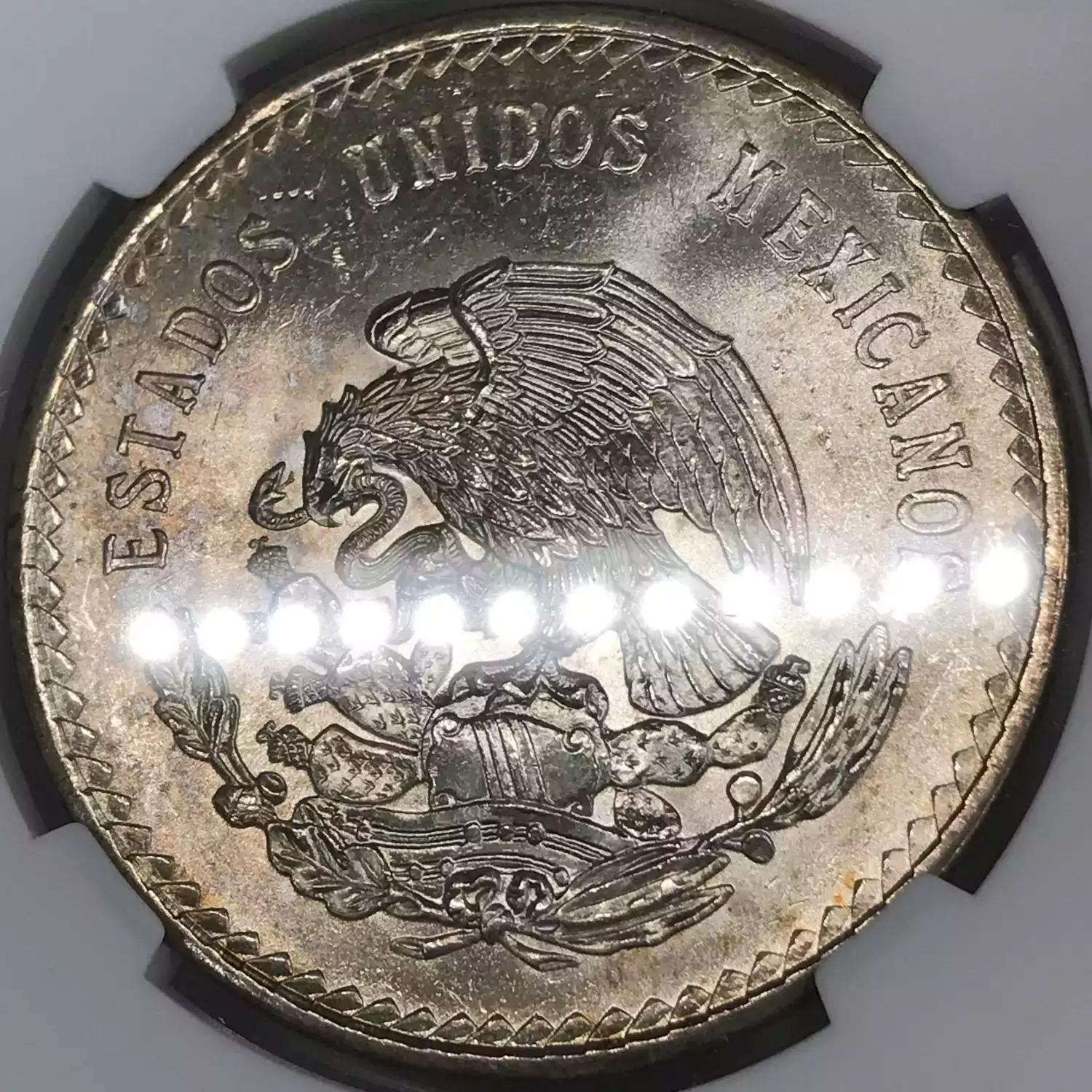 1947 Mo Mexico Cuauhtemoc Silver 5 Pesos NGC MS 63 Cuauhtemoc Old