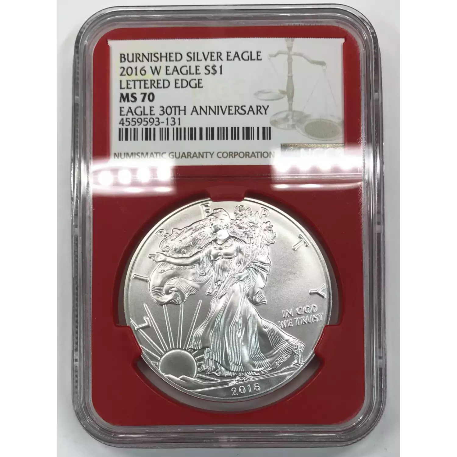 2016 W Silver Eagle NGC MS 70 BURNISHED LETTERED EDGE 30th ANNIVERSARY