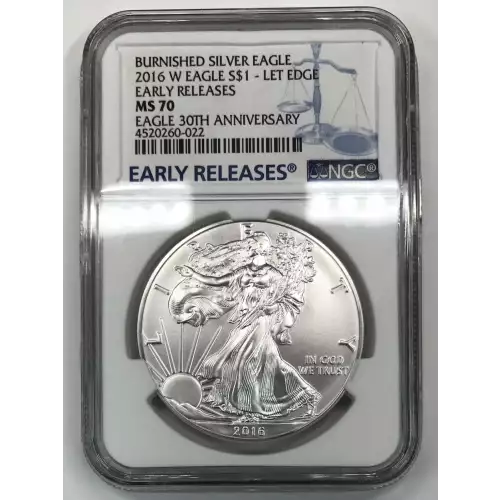 W Silver Eagle Ngc Ms Burnished Lettered Edge Th Anniversary