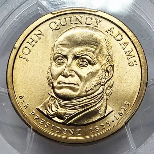 (2008) $1 Missing Edge Lettering John Q. Adams - Satin Finish Edge Error