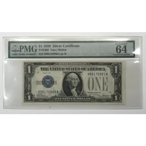 $1 1928 Blue seal Small Silver Certificates 1600 (2)