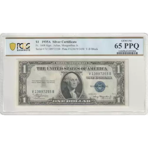 $1 1935-A blue seal. Small Silver Certificates 1608 (2)