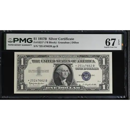 $1 1957-B blue seal. Small Silver Certificates 1621* (2)