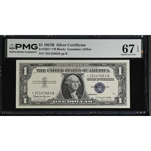 $1 1957-B blue seal. Small Silver Certificates 1621* (2)