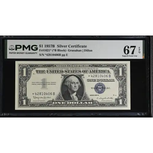 $1 1957-B blue seal. Small Silver Certificates 1621* (2)