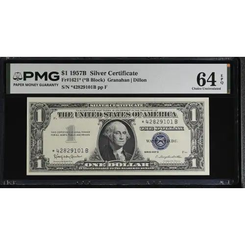 $1 1957-B blue seal. Small Silver Certificates 1621* (2)