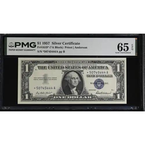 $1 1957 blue seal. Small Silver Certificates 1619* (2)