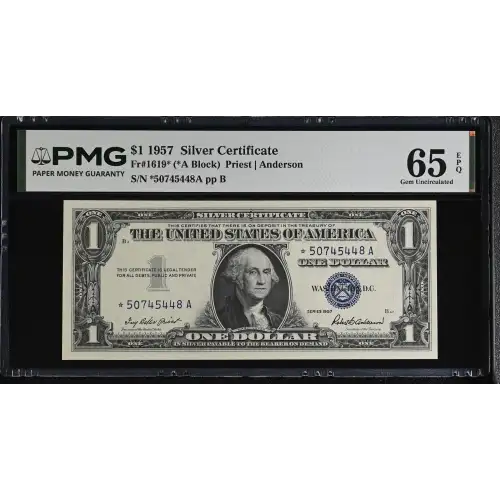 $1 1957 blue seal. Small Silver Certificates 1619* (2)