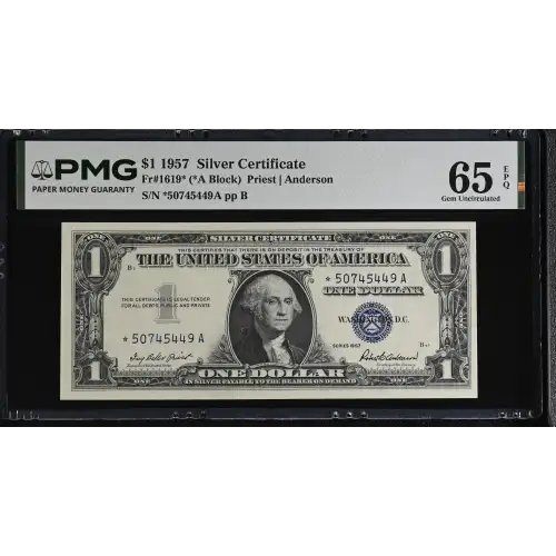 $1 1957 blue seal. Small Silver Certificates 1619* (2)