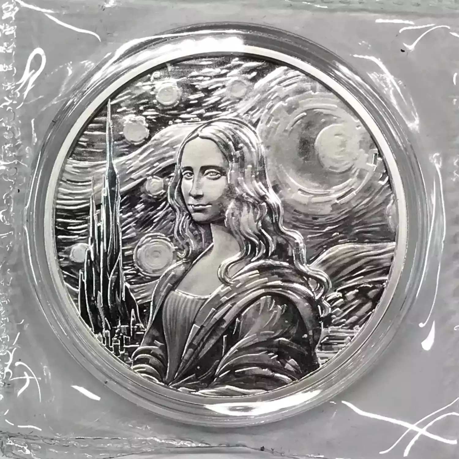 2024 1 oz Silver Fiji Mona Lisa & Van Gogh Starry Night 50c - Old
