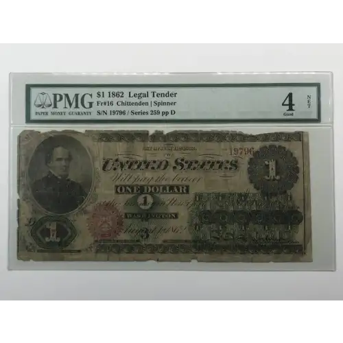 $1 Series 174-234 at left. No ABNCo monogram. No green patent date. Type 2; Red Seal Legal Tender Issues 16