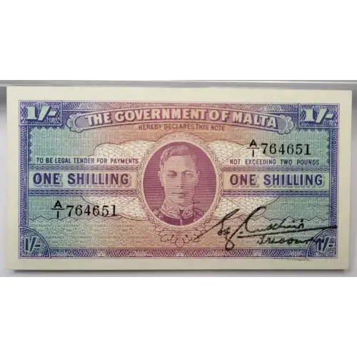 1 Shilling ND (1943), 1940-1943 Issue  Malta 16 (2)