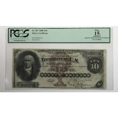 $10 1880 Large Brown Silver Certificates 287