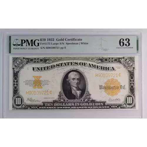 $10 1922 Gold Gold Certificates 1173