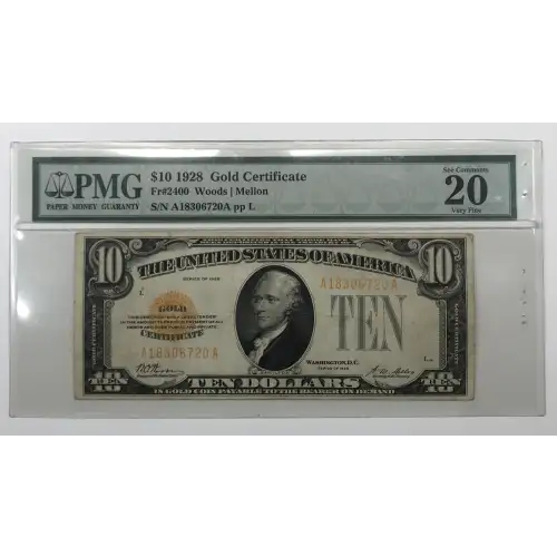 $10 1928 Gold Seal Small Size Gold Certificates 2400