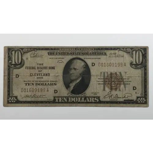 $10 1929 brown seal Small Federal Reserve Bank Notes 1860-D