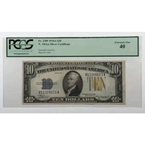 $10 1934-A yellow seal Emergency Notes Issued During WW2 2309