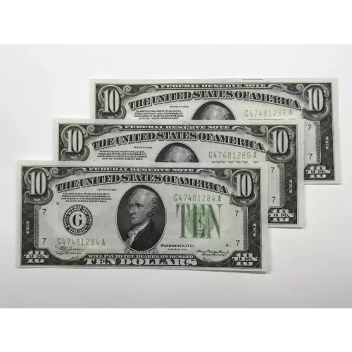 $10 1934 Exists with both light and dark Green seals Small Size $10 Federal Reserve Notes 2004-G