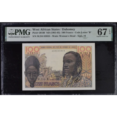 100 Francs 1961-65; ND, 1959-1965; ND Issue f. Signature 4. ND West African States 201B (2)