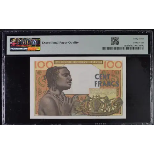 100 Francs 1961-65; ND, 1959-1965; ND Issue f. Signature 4. ND West African States 201B (3)