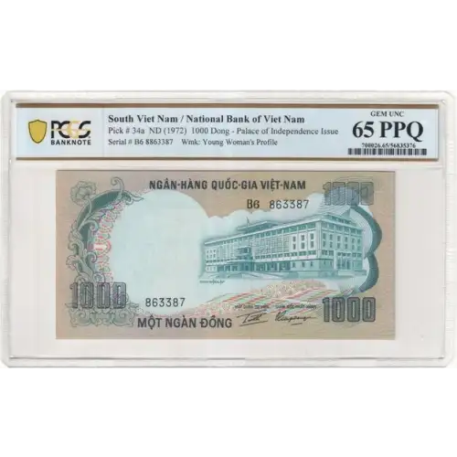 1000 Dong ND (1972), 1972; 1975 ND Issue a. Issued note South Viet Nam 34 (2)