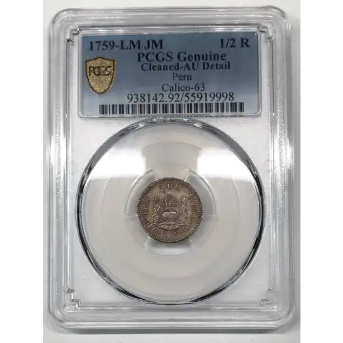 1759 LM JM Peru Silver 1/2 Real PCGS AU Details (cleaned) (3)