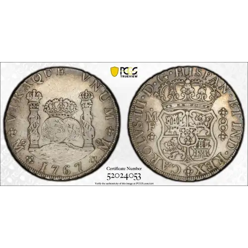1767 Mo MF MEXICO Silver 8 REALES PCGS XF Details