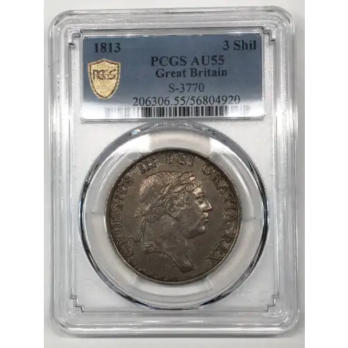 1813 Great Britain Bank of England Silver 3 Shilling Token PCGS AU-55 (2)