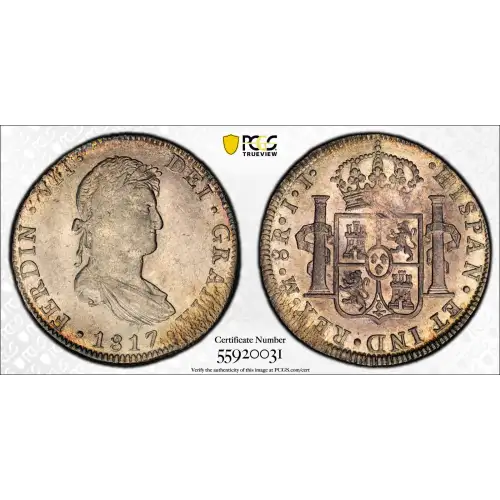 1817 Mo JJ Mexico Silver 8 Reales PCGS AU-55