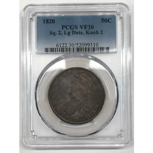 1820 50C Sq. 2, Lg Date, Knob 2