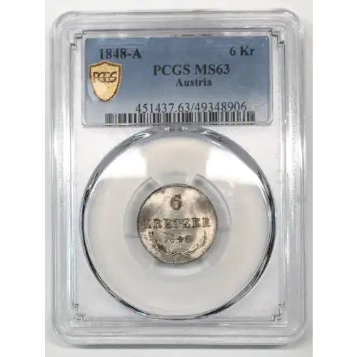 1848-A Austria Silver 6 KREUZER PCGS MS-63     (5)