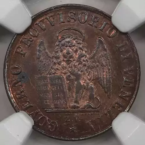 1849-ZV ITALIAN STATES Copper CENTESIMO NGC MS-64 RB VENICE
