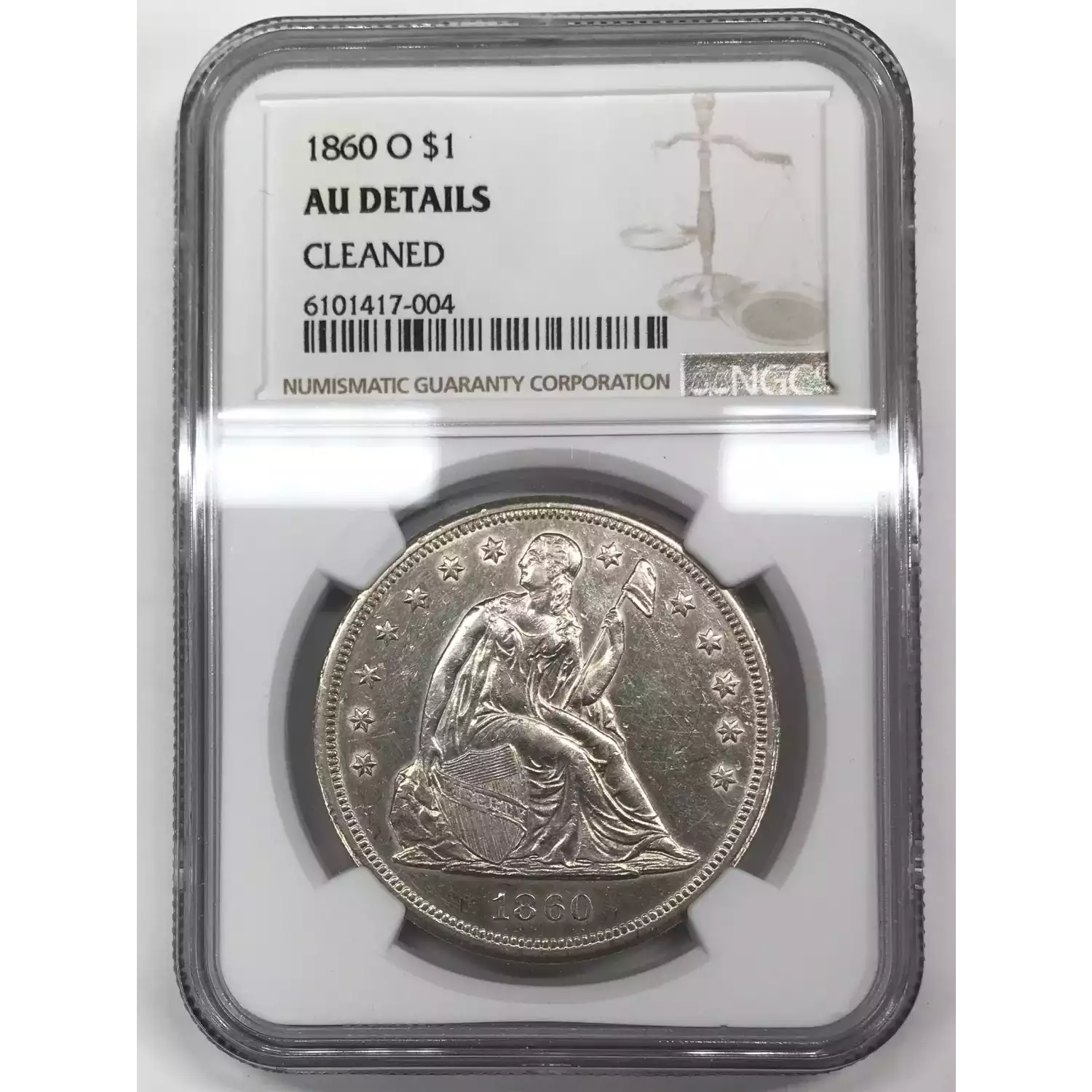 1860-O Seated Liberty Silver Dollar NGC AU-Details - Old Pueblo Coin