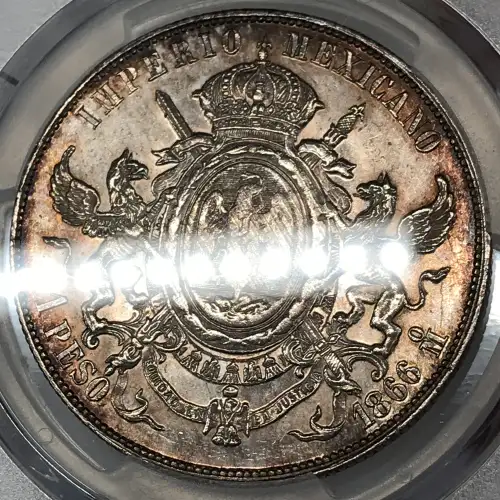 1866-Mo Peso Maximilian KM-388.1  Ag (5)