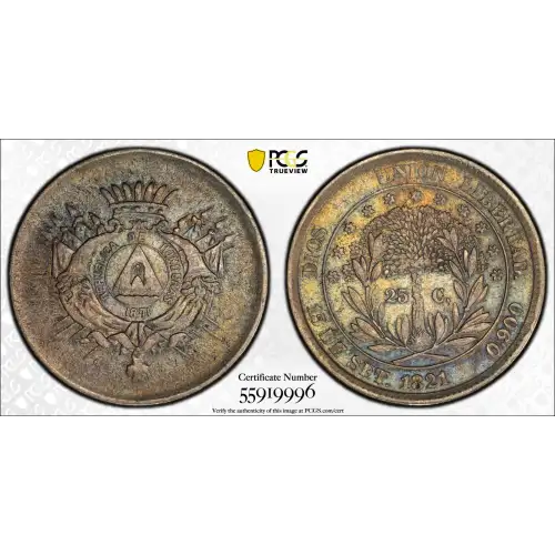 1871 Honduras Silver 25 Centavos PCGS XF-45 (2)