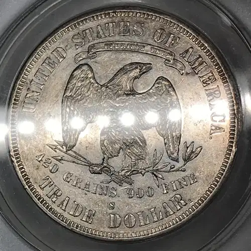 1877 S Trade Silver Dollar ANACS AU-58