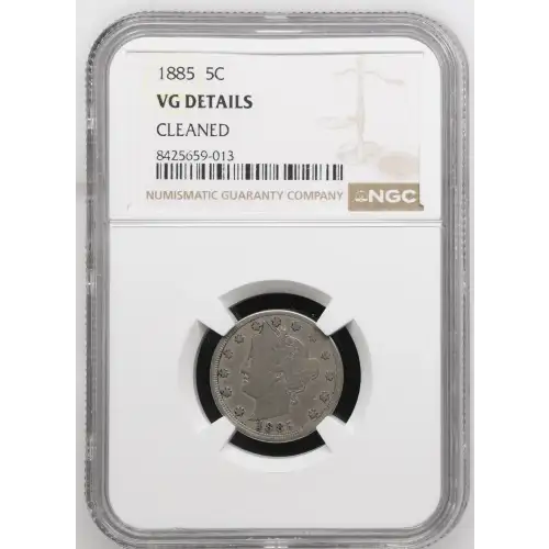1885 P Liberty Head V Nickel NGC VG Details (cleaned) (2)