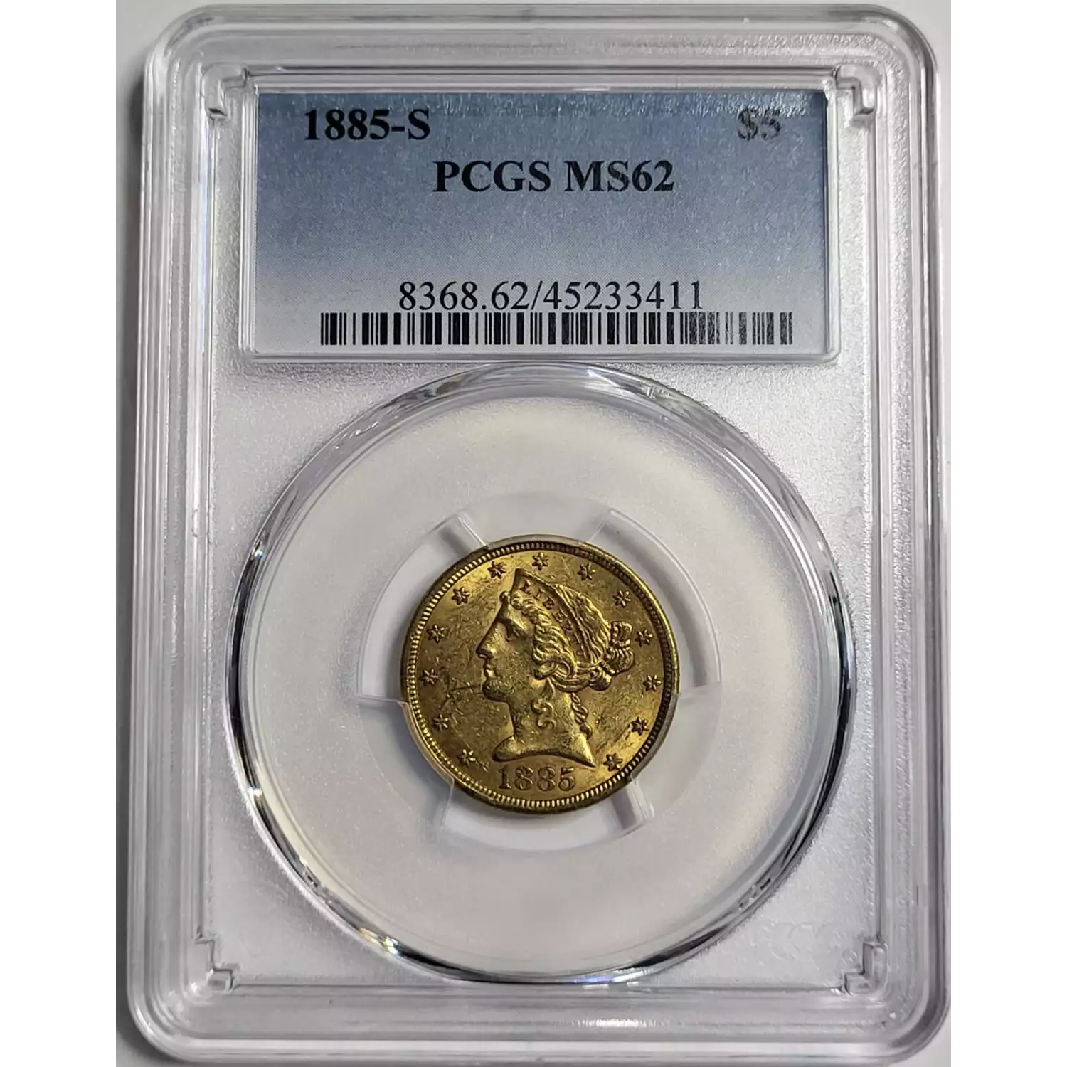 1885-S $5 Gold Liberty Head Quarter Eagle PCGS MS-62 - Old Pueblo Coin