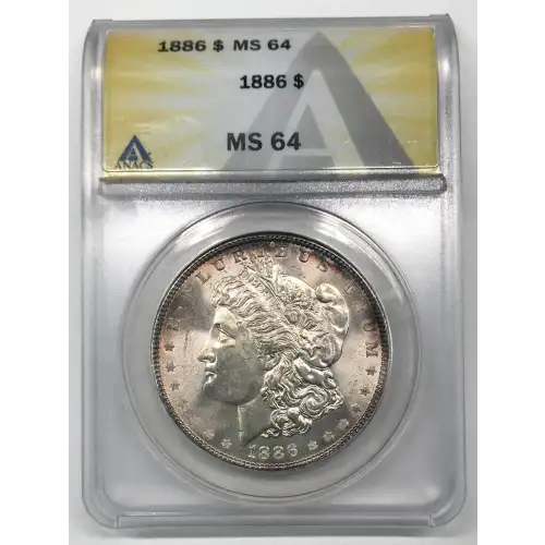 1886 P Morgan Silver Dollar ANACS MS-64 HOT 50 & WOW! VAM-1C 3 + 2 Clashed Reverse