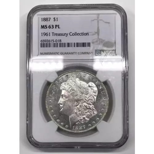 1887 Morgan Silver Dollar NGC MS-63 PL 1961 Treasury