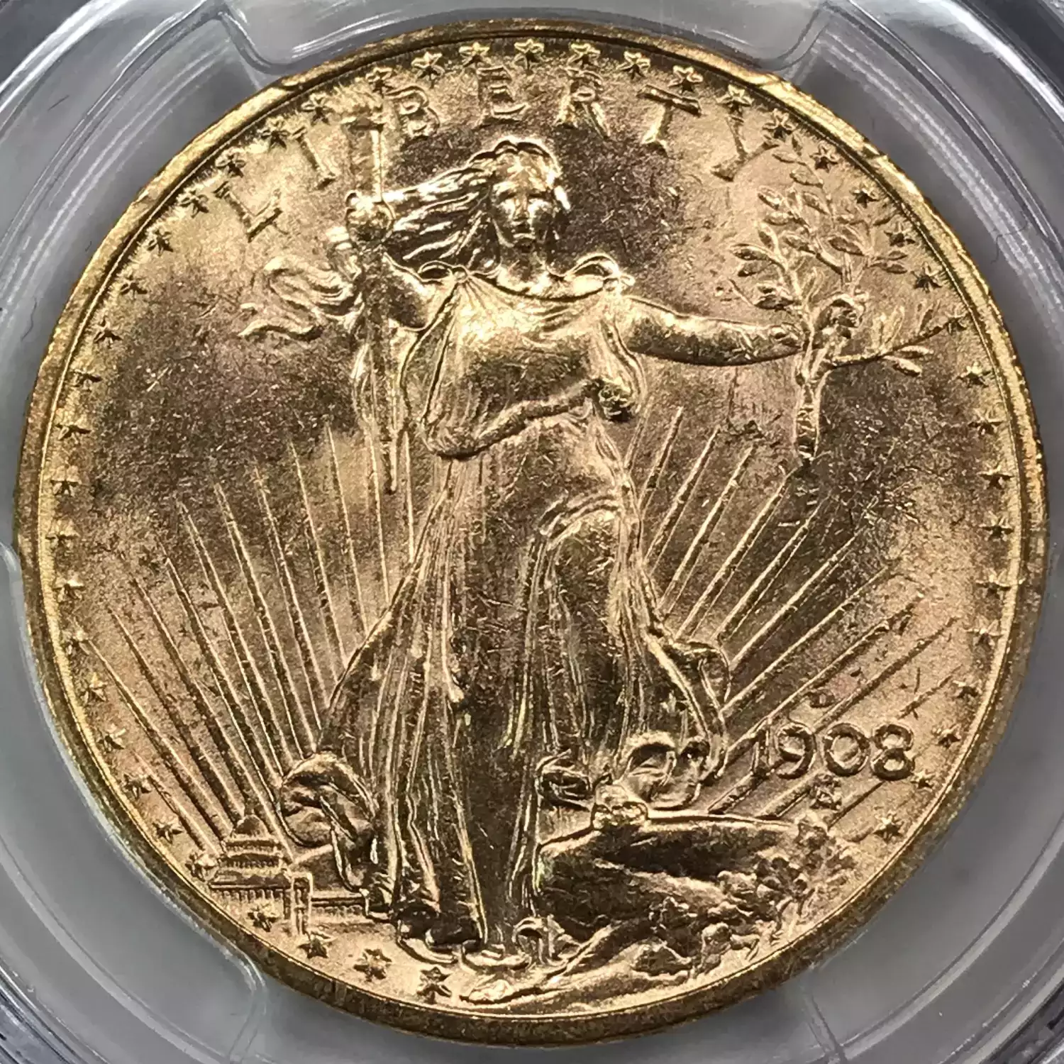 1908-D Saint Gaudens $20 Gold Double Eagle PCGS MS-62 No Motto - Old ...