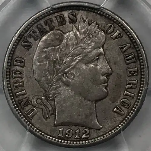 1912 D Barber Liberty Head Dime PCGS AU-50 (4)