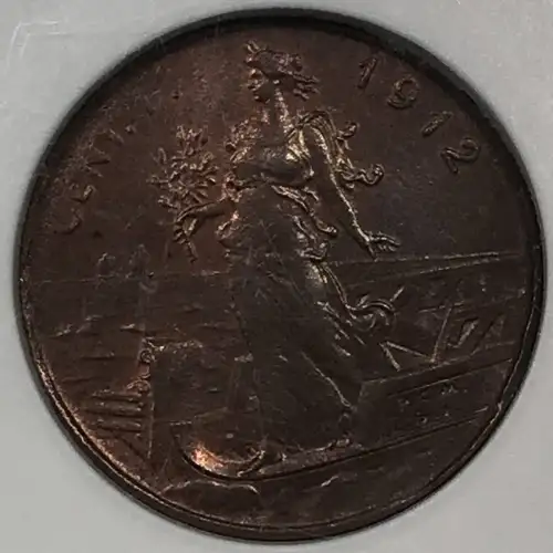 1912 R ITALY Bronze CENTESIMO ANACS MS-64 RB (5)