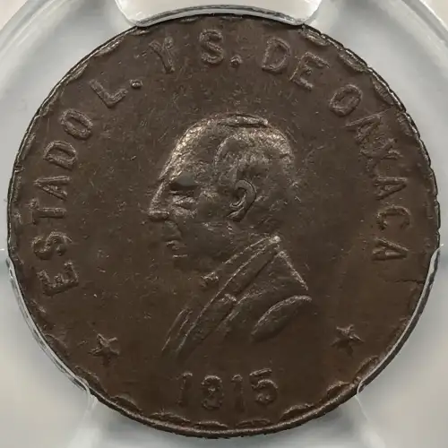 1915 Oaxaca Mexico Revolutionary Copper 10 Centavos PCGS AU-58 (4)