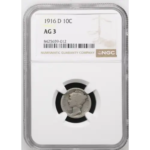 1916 D Mercury Dime NGC AG-03 / ABOUT GOOD 3 (2)