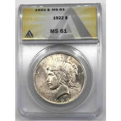 1922 P  Peace Silver Dollar ANACS MS-61 TOP 50 VAM-2C Extra Hair (VSS VAM-2C2) (5)
