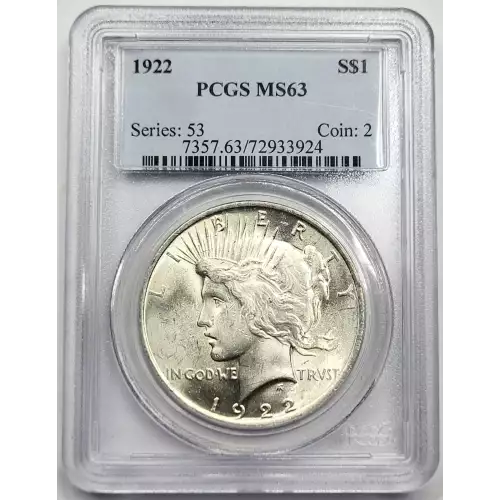 1922 P Peace Silver Dollar PCGS MS-63 (3)