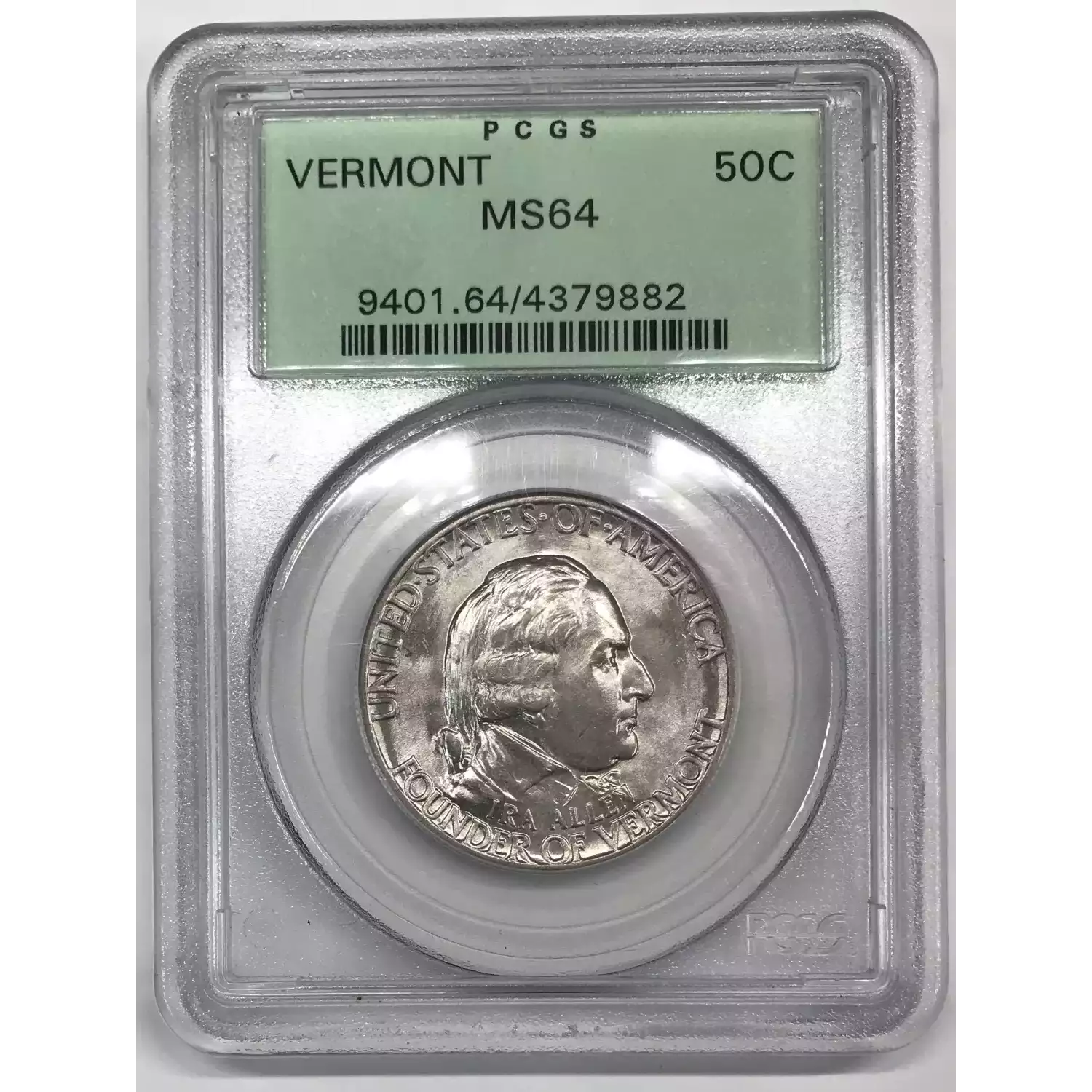 1927 Vermont Sesquicentennial Commemorative Half Dollar Pcgs Ms 64