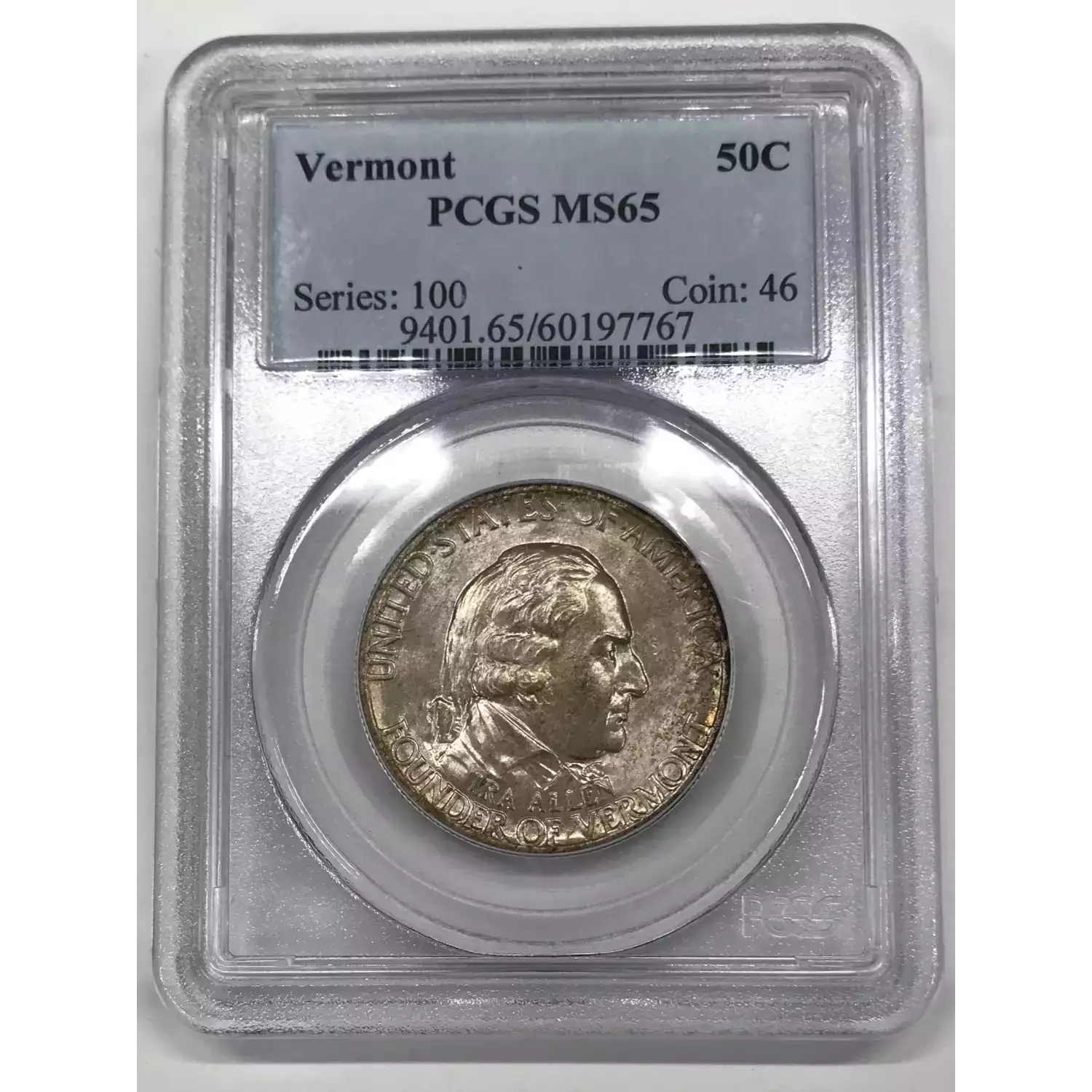 1927 Vermont Sesquicentennial Commemorative Half Dollar Pcgs Ms 65