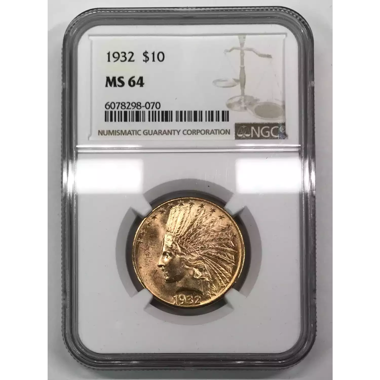 1932 $10 Gold Indian Head Eagle NGC MS-64 - Old Pueblo Coin